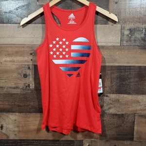 Adidas girls racerback american flag heart tank to